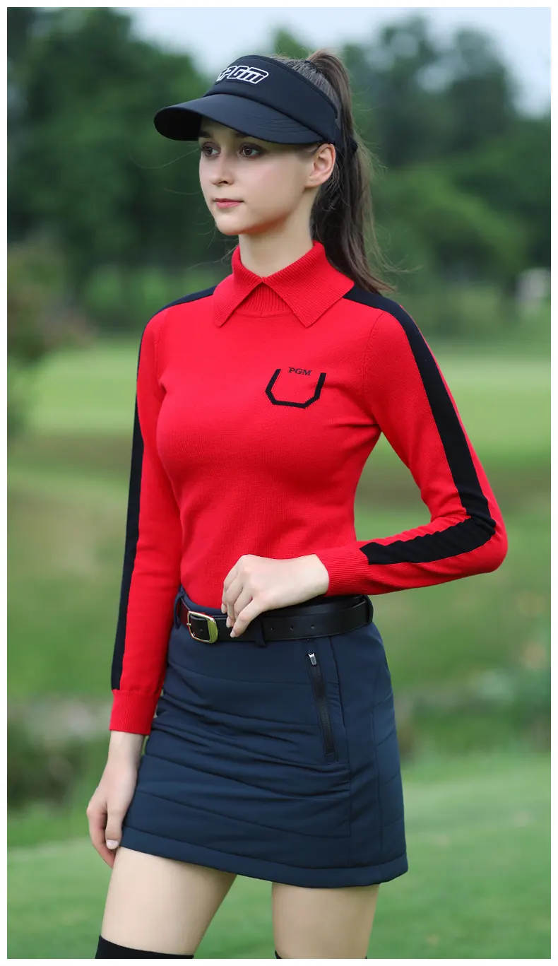 PGM YF424 custom golf polo shirts ladies high quality warm long sleeve causal golf polo for women