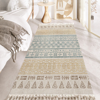 Tapis de salon et chambre à coucher en polyester, motif géométrique, à poils ras, antidérapant, lavable en machine, adapté aux animaux domestiques, toutes saisons, fin, style vintage