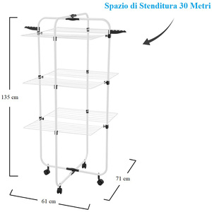 3-Tier Column Clothes Airer With Foldable Metal Frame 30M <b>Drying</b> Space Indoor Outdoor Use - Product Image 2