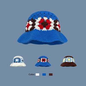 Retro Hollow Flowers Hand-knitted Pot Hat Female Fall and Winter <b>Sweet</b> Hundred With Wool Hat Show Face Small Trend - Product Image 2