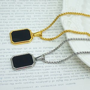 PVD <span class=keywords><strong>or</strong></span> étoile à huit branches carré noir onyx <span class=keywords><strong>Paris</strong></span> tour Eiffel collier à la mode en acier inoxydable tour française pendentif collier - Product Image 4