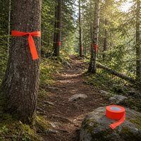 Ruban de marquage de sentier non adhésif, haute visibilité, orange fluorescent, bande de signalisation pour la chasse, la randonnée et le marquage de points de repère