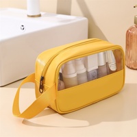 Trousse de toilette cosmétique transparente de grande capacité personnalisée sacoche de bain en PU étanche trousse de maquillage cosmétique à épissure en PVC