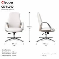 Chaise de bureau exécutive moderne en cuir, élégante, à dossier moyen, pivotante, rembourrée et tapissée, pour professionnels et managers, avec base à quatre étoiles