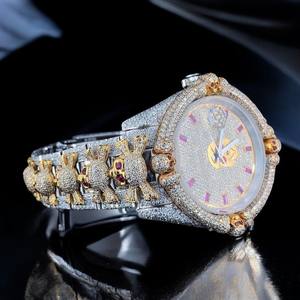 Montre à quartz pour homme, tendance, sertie de diamants en moissanite VVS, bijoux de créateur, cadeau tendance, bracelet en or blanc - Product Image 3
