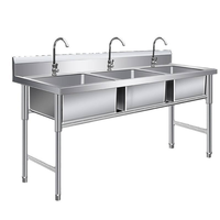 Évier commercial extra-large à trois compartiments en acier inoxydable personnalisable pour cuisines, restaurants et espaces publics