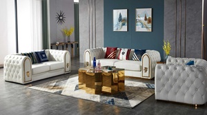 Ensemble de canapés italiens classiques de luxe de haute qualité, design contemporain capitonné pour appartement ou salon de centre commercial - Product Image 2