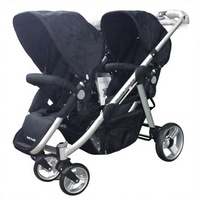 Nouvelle arrivée, poussette tandem pour jumeaux VICO haut de gamme, cadre en aluminium, tissu pliable, grandes roues avec frein, deux places