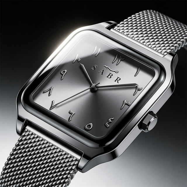 SABR Arabic Numerals Quartz Watch Luxury Men's Business Watch Stainless Steel Alloy Rectangle Pointer 30mm