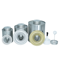 Boîte en métal ronde sur mesure de 2oz à 32oz, étanche, pour colle PVC et adhésif de réparation de pneus, avec logo OEM, vente en gros