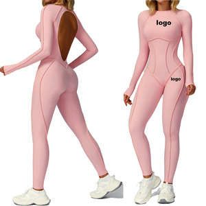 Tuta Sportiva Personalizzata Monopezzo Senza Schienale, Traspirante ad Asciugatura Rapida, con Linea 3D del Corpo, Scollo a V, in Nylon/Lycra per Palestra, Fitness e Yoga - Product Image 1