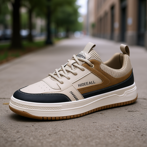 ฮายดีออลรองเท้าผ้าใบลำลองสำหรับผู้ชาย หัวกลม ผูกเชือก หนัง PU พื้นยาง แฟชั่นอินเทรนด์ รองเท้าเดินทุกโอกาส - Product Image 2
