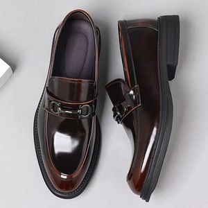 Genuine Leather Men's Loafers <b>Round</b> Toe Slip-On Wedding Dress Shoes <b>Cushioned</b> All Seasons Solid Style - Product Image 3