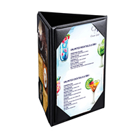 Tente de table en cuir Porte-menu en cuir Panneau d'affichage Couvertures de menu noires pour cafés, bars ou restaurants pour menus de 4*6 pouces