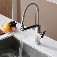 Robinet de cuisine haut de gamme en laiton à poignée unique, eau chaude et froide, avec cartouche en acier inoxydable, à poser sur plan
