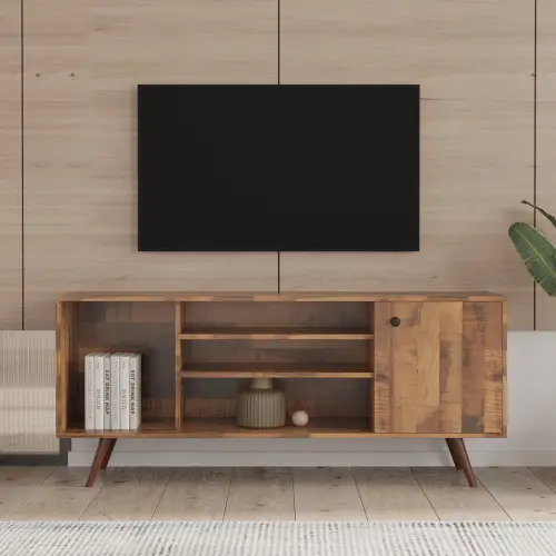 देवदार की लकड़ी टीवी स्टैंड का उपयोग में 1 भंडारण और 2 अलमारियों के साथ कमरे में रहने वाले फर्नीचर कैबिनेट उच्च गुणवत्ता कण बोर्ड