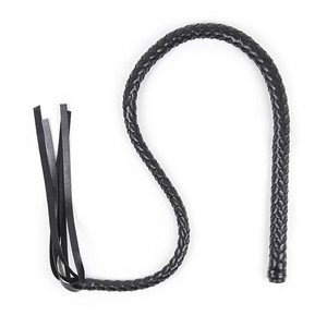 Vente en gros d'usine de jouets sexuels SM, fouets en cuir tressé faits à la main, fouets à crins, pointeurs, fouets en cuir entièrement noirs, fouets longs, pour adultes - Product Image 2