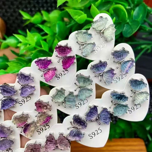 ขั้นต่ำ 10 คู่ต่อแบบ ไม่คละแบบ |   ต่างหูเพชรพลอยธรรมชาติขายส่ง เงินแท้ 925 ตัวเรือนโลหะผสม ของขวัญแต่งงาน - Product Image 6