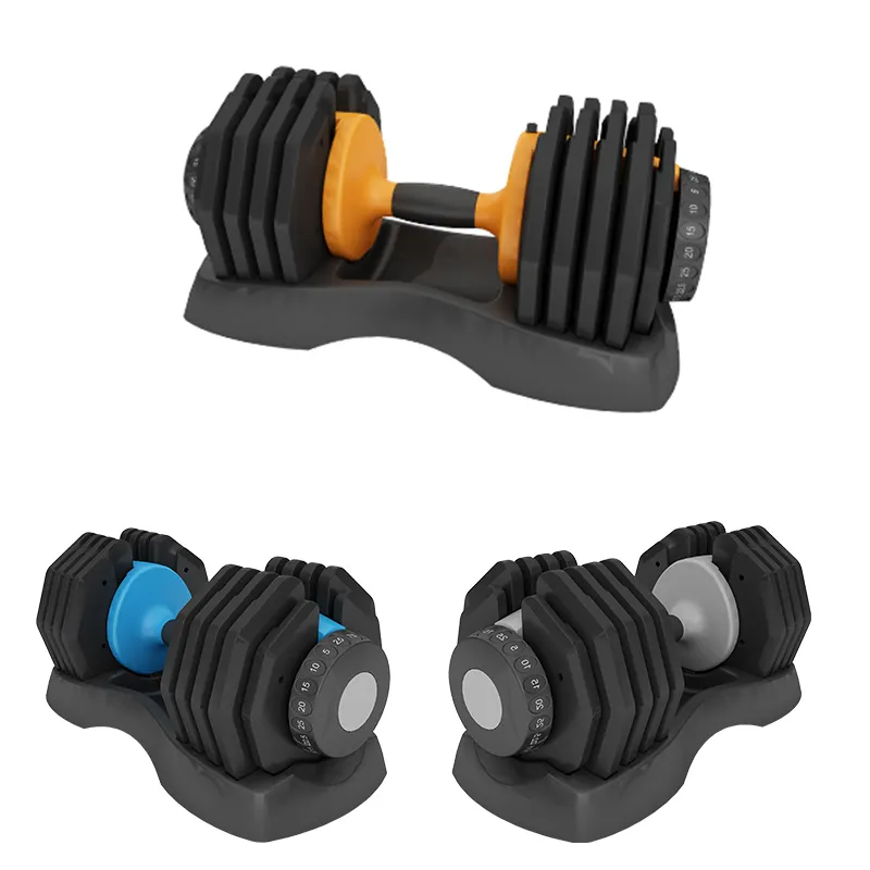 Bilink Gym olahraga grosir 5.5-55LBS hitam dicat daya berat 25kg disesuaikan set dumbbell