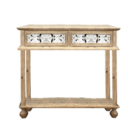 Table console d'appoint vintage blanche sculptée, pieds en bois massif lavé, MDF, table de couloir pour la décoration de la maison, pour le salon, la salle à manger