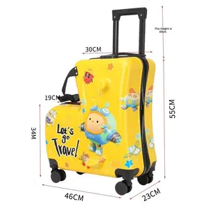 Koper Spinner anti air, koper kartun anak-anak dengan kunci ritsleting, bahan PC kapasitas besar, pegangan lembut dan tali untuk perjalanan - Product Image 4