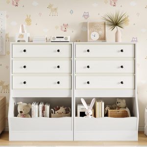 Scaffale portaoggetti bianco a cubetti <span class=keywords><strong>per</strong></span> bambini, dotato di cassetti in PU e tessuto non tessuto, ideale <span class=keywords><strong>per</strong></span> libri e giocattoli in camera da letto - Product Image 3