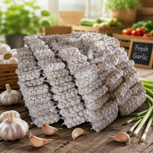 Nouvelle récolte d'<span class=keywords><strong>ail</strong></span> frais blanc et violet <span class=keywords><strong>non</strong></span> <span class=keywords><strong>pelé</strong></span> pour l'alimentation, doux et naturel, stockage à froid, marque JUFU, origine Shandong, 5 cm - Product Image 1