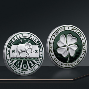 WOWEI quadrifoglio di elefante monete Commemorative tridimensionali in rilievo in metallo laccato artigianato in ferro placcato a tema angelo - Product Image 5
