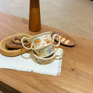 Tazza Grande con Manico Serie Retrò Floreale e Fruttata, Graziosa Tazza in Ceramica per Insalata, Dessert, Yogurt e Caffè - Product Image 6