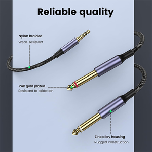 Cable de Instrumento para Guitarra TRS de 6.35 mm (1/4 de Pulgada) con Conector de Metal Chapado en Oro de 24K de Alta Calidad Personalizado de Fábrica - Product Image 4