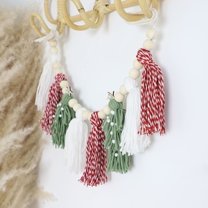 <span class=keywords><strong>Guirlande</strong></span> <span class=keywords><strong>de</strong></span> Noël artisanale en polyester avec pompons, style bohème européen, perles, pour arbre, cheminée, manteau <span class=keywords><strong>de</strong></span> cheminée, décoration murale - Product Image 4