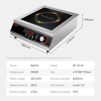 Table de cuisson à induction commerciale 3500W, plaque de cuisson électrique en acier inoxydable, panneau en verre céramique, commande tactile, économe en énergie