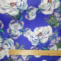 Kain Linen Tenun Organik Ramah Lingkungan Warna Biru Polos Motif Bunga Besar 100% Linen untuk Gaun Wanita dan Anak Perempuan, Kemeja Setengah Panjang