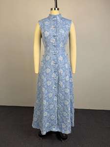 <span class=keywords><strong>Vestito</strong></span> <span class=keywords><strong>Lungo</strong></span> Elegante da Donna <span class=keywords><strong>con</strong></span> Stampa Floreale, Senza Maniche, Monopetto, <span class=keywords><strong>con</strong></span> <span class=keywords><strong>Spacco</strong></span>, per Serate Estive - Vendita all'Ingrosso - Product Image 4