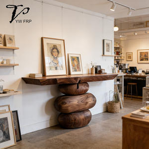 Table de couloir d'entrée en <span class=keywords><strong>bois</strong></span> massif, style rétro moderne, vent silencieux, convertible, meubles de maison, finition noire carbonisée pour le luxe - Product Image 3