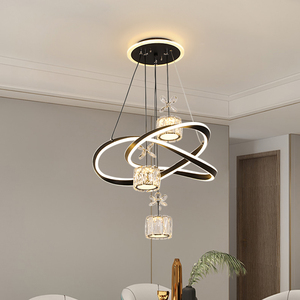 Moderno LED interno camera da letto bianco nero illuminazione semplice tavolo da pranzo lampadario nordico acrilico lampade a sospensione - Product Image 1
