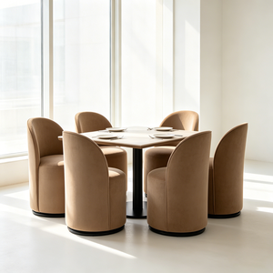 Silla de Comedor Moderna y Lujosa con Base Metálica y Tapicería de Terciopelo, Giratoria 360 Grados, para Sala de Estar, Restaurante, Hotel - Product Image 3