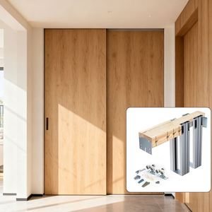 Kits de cadres de portes coulissantes invisibles WEKIS en aluminium avec rails à fermeture/ouverture douce, montants en bois recouverts d'acier pour extérieur/intérieur/chambre – Installation facile - Product Image 1