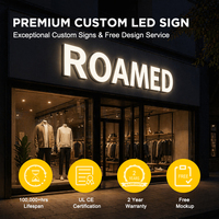 Enseigne personnalisée en lettres lumineuses LED à éclairage frontal, en acier inoxydable brossé, côtés en acrylique, étanche pour extérieur, signalétique de logo pour devanture de magasin