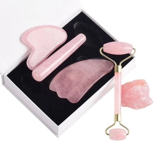 Set de Rodillo de Cuarzo Rosa y Gua Sha con Logotipo Personalizado, Rodillo de Jade <span class=keywords><strong>Natural</strong></span> Antienvejecimiento, Masajeador Facial con Tabla de Guasha - Product Image 2