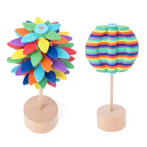 Ahşap lollipopter döner çubuk duyusal stres oyuncakları yaratıcı dekorasyon dekompresyon artefakt dekompresyon oyuncak sopa