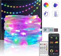 Guirlandes solaires USB multicolores 100 LED RGB PVC étanches pour jardin et terrasse