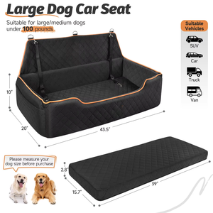 <b>Large</b> <b>Dog</b> Car Seat High Density Sponge Travel <b>Bed</b> Washable Cover and Safety Leashes <b>for</b> Medium <b>Large</b> <b>Dogs</b> - Product Image 2