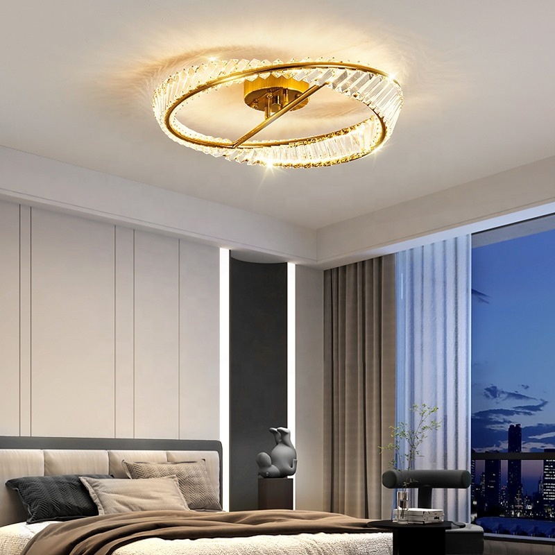 Light Luxury Style Crystal Ceiling Lamp Post-modern Designer Ring Ceiling Light Home Decort Living Room Bedroom Hotel Stal Lamps
