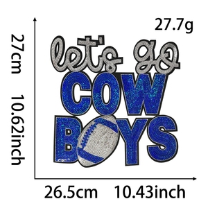 Patch di ricamo con lettere sportive personalizzate di grandi dimensioni andiamo con aquile di ferro su lascia <span class=keywords><strong>andare</strong></span> le toppe ricamate con paillettes per l'abbigliamento - Product Image 2