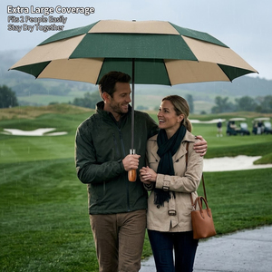 Folding Umbrella Wooden Handle Windproof Rain Umbrella Auto Open Close Compact Travel Umbrella for Gift - Product Image 4