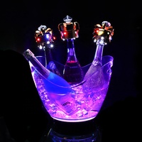 Offres Spéciales OEM PERSONNALISÉ Champagne Whisky Vin bière Seau LED EN PLASTIQUE PP PS seau À GLACE Vin baril pour ktv party night club bar