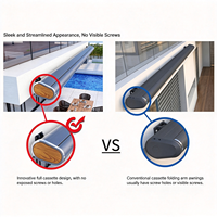 Auvent rétractable motorisé électrique en tissu imperméable et résistant aux UV pour terrasse extérieure, patio, montage mural, maison