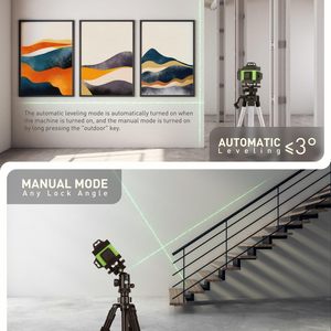 مستوى ليزر دوار ذاتي التسوية 360 درجة بـ 16 خط أخضر، خطوط أفقية وعمودية متقاطعة، أداة قياس قابلة لإعادة الشحن للاستخدام الشخصي - Product Image 4