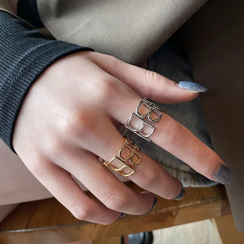 Trendy English Letter B Ring Personality Fashion Rings oro 18 carati per donna anello squisito creativo 2022